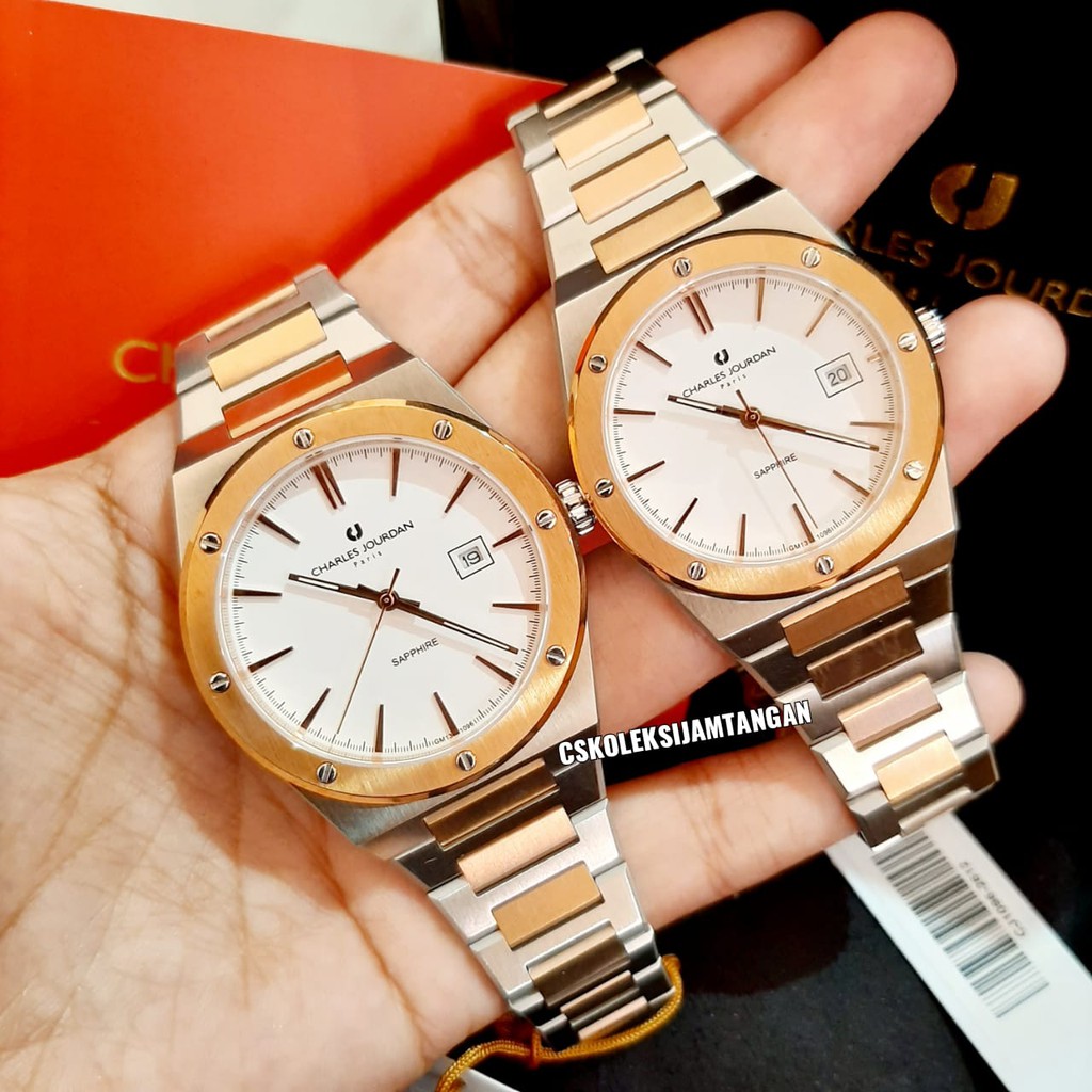 JAM TANGAN COUPLE CHARLES JOURDAN CJ1096-1612 CJ1096-2612 SAPPHIRE ORIGINAL