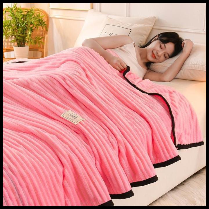 Selimut Salur Polos, Selimut Bulu Dewasa, Selimut 180X200