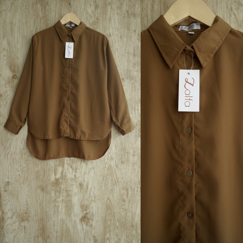 KEMEJA WANITA BASIC by ZALFA-Caramel
