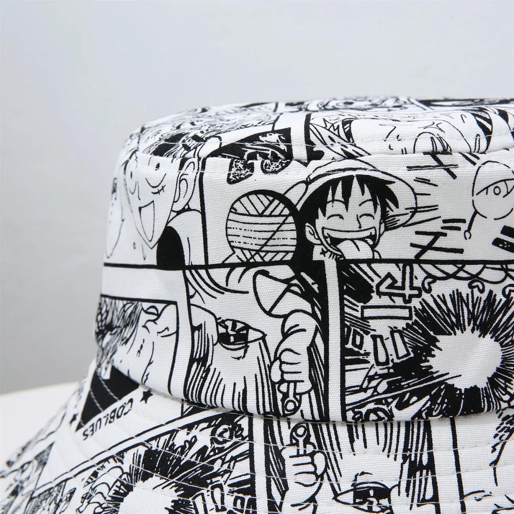 Topi Bucket Motif Print Anime One Piece Luffy Untuk Pasangan