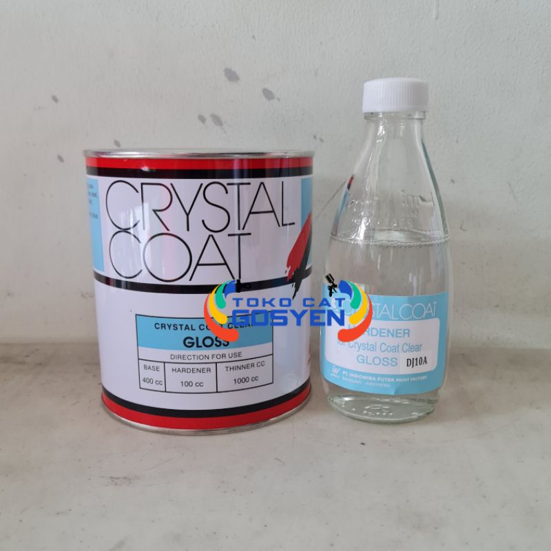 Crystal Coat Clear Gloss Cat Stainless dan Cat Kaca kemasan kaleng 1 liter set