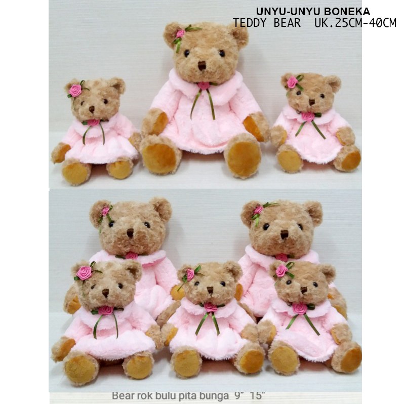 Boneka Teddy bear rok bulu bahan lembut 40cm teddy beruang