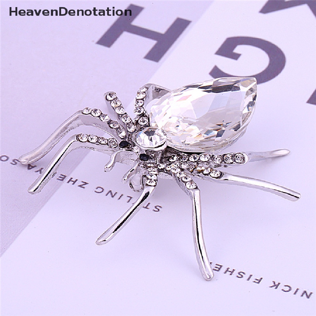 [HeavenDenotation] White Spider Silver Plated Fashion Brooches Jewelry Elegant Crystal Brooch Pin