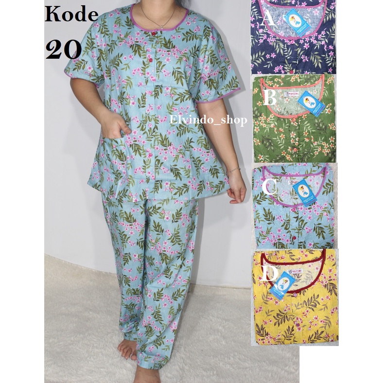 Piyama Cp set celana panjang Katun Motif Bunga Pretty girl-2