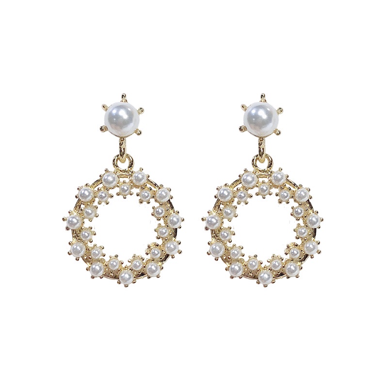 Sterling silver jarum Jepang dan Korea temperamental sosialita gaya mutiara anting-anting hipster se