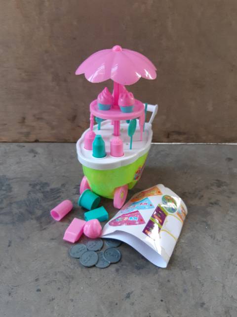 Mainan Gerobak Ice Cream Mini Edukasi - Set Candy Trolly Anak ES Krim