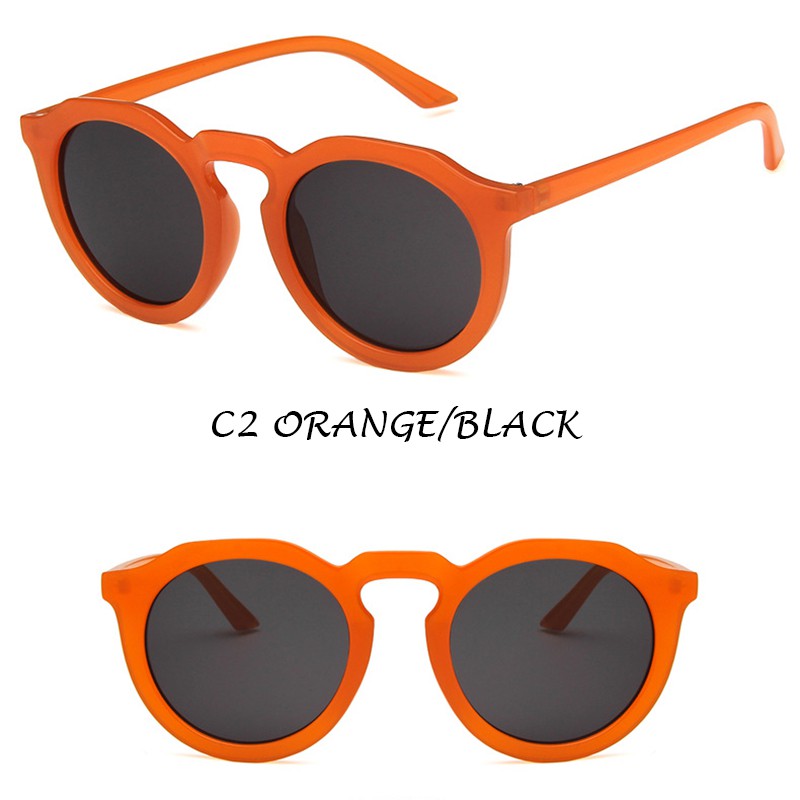 (YUZHU) Bayar di Tempat Korean Trendy Retro Candy Color Bulat Kacamata Hitam Wanita/Pria Sunglasses