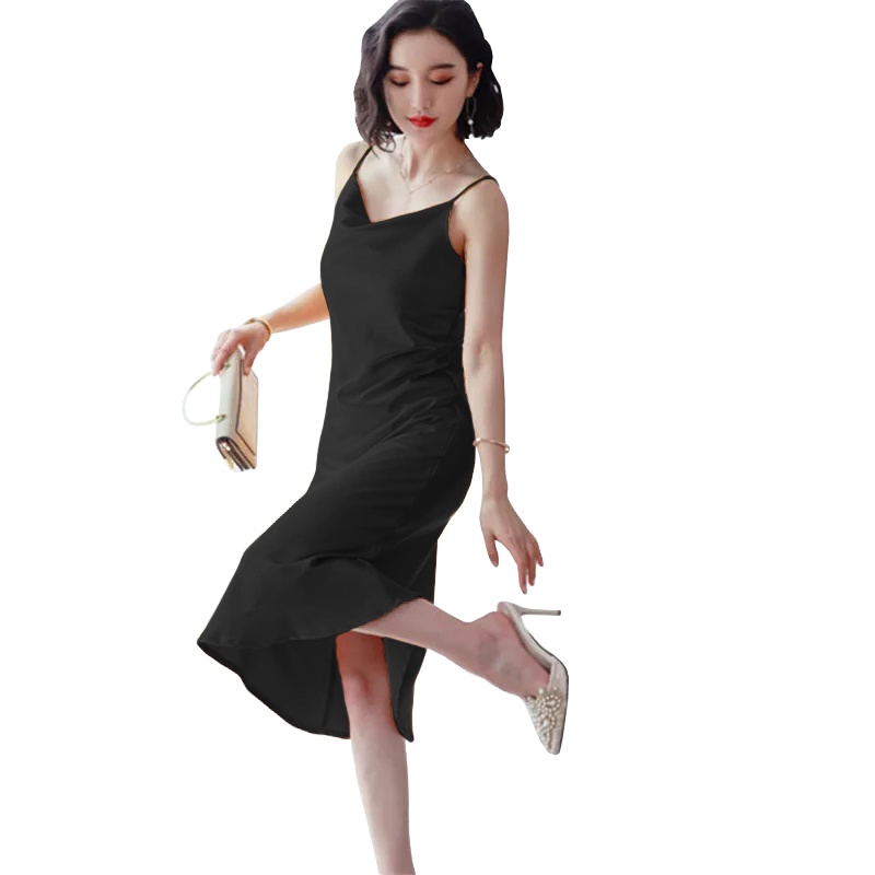 Long Dress Camisoles sexy Saten Tali kecil Wanita Gaya Korea - XSHOP Wiyana