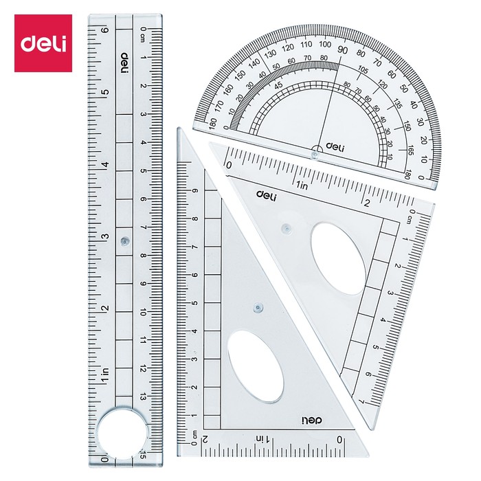 

NEW PRODUK DRAFTING SET 4PCS RULER SET SQUARES PROTRACTOR E9597