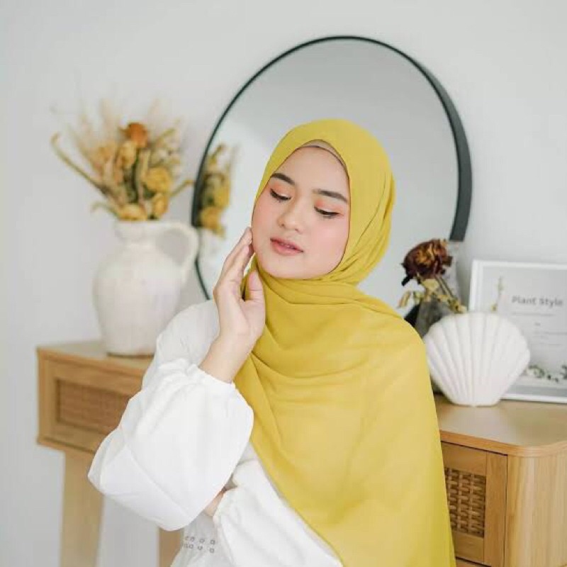 Hijab Instant Diamond Pashmina Tali Panjang Tepi Jahit-Lime