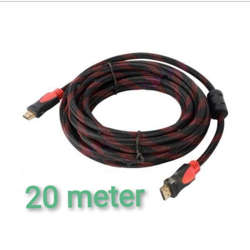 kabel sambung TV dan proyektor 20 meter cable HDTV jaring merah hitam