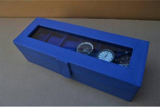 Box Jam Tangan Isi 6 Kotak Tempat Jam Tangan Watches Box Organizer BIRU BENHURE