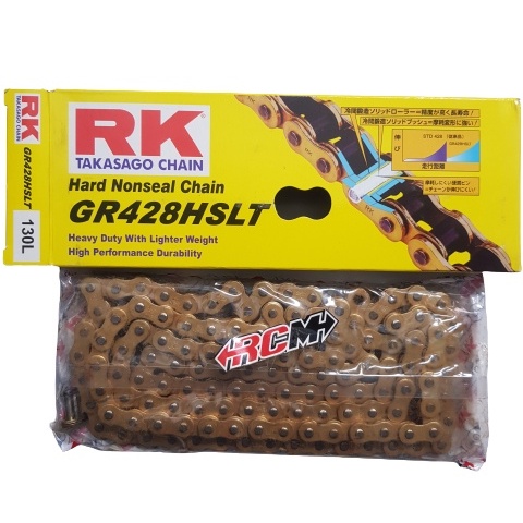 RANTE RANTAI MOTOR EMAS GOLD CHAIN HARD NONSEAL TEBAL KERAS TAKASAGO GR428HSLTX130L GR428HSLT X 130L 428HSLTX130L 428HSLT X 130L ORI ORIGINAL RK ASLI