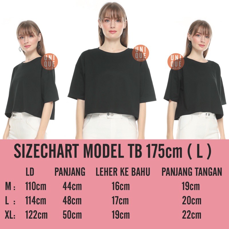 UNIQUE - (CropTop Series) Kaos Polos Crop Top Oversize Cotton Combed 24s Wanita Oversized Korea Tshirt