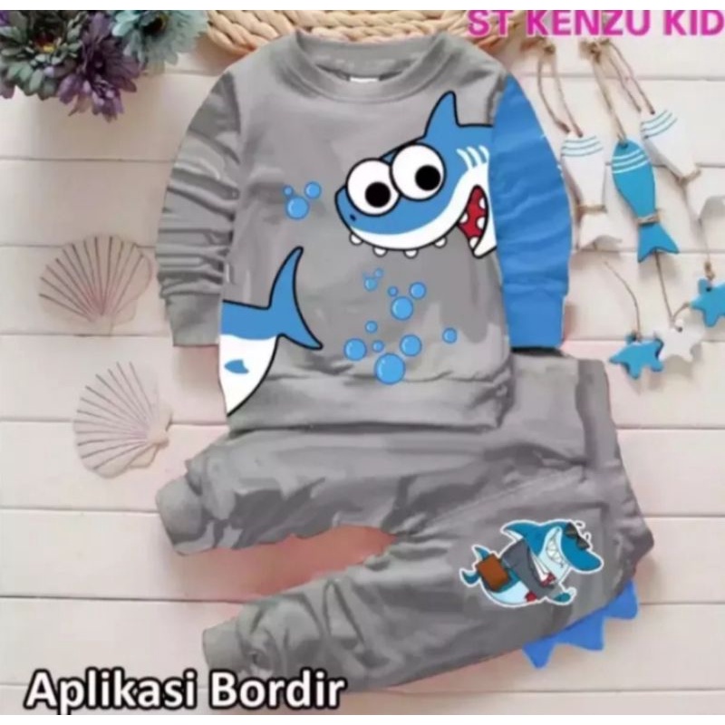 Setelan Sweater Beby Terry Motif beby shark 1-6 Tahun Pakaian anak Laki-laki Dan Perempuan