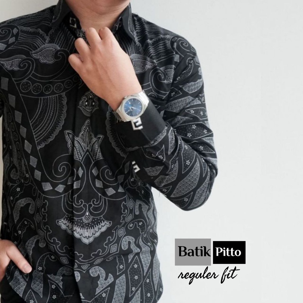 KEMEJA BATIK PRIA LENGAN PANJANG SIZE M L XL XXL Bswart HRB026  Batik Sogan