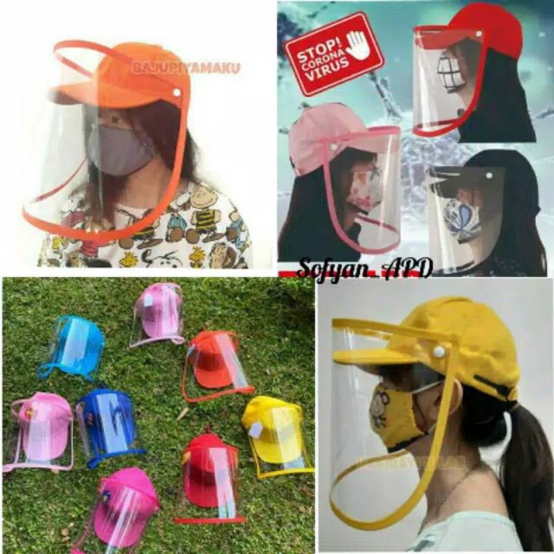 pelindung wajah topi dewasa + border