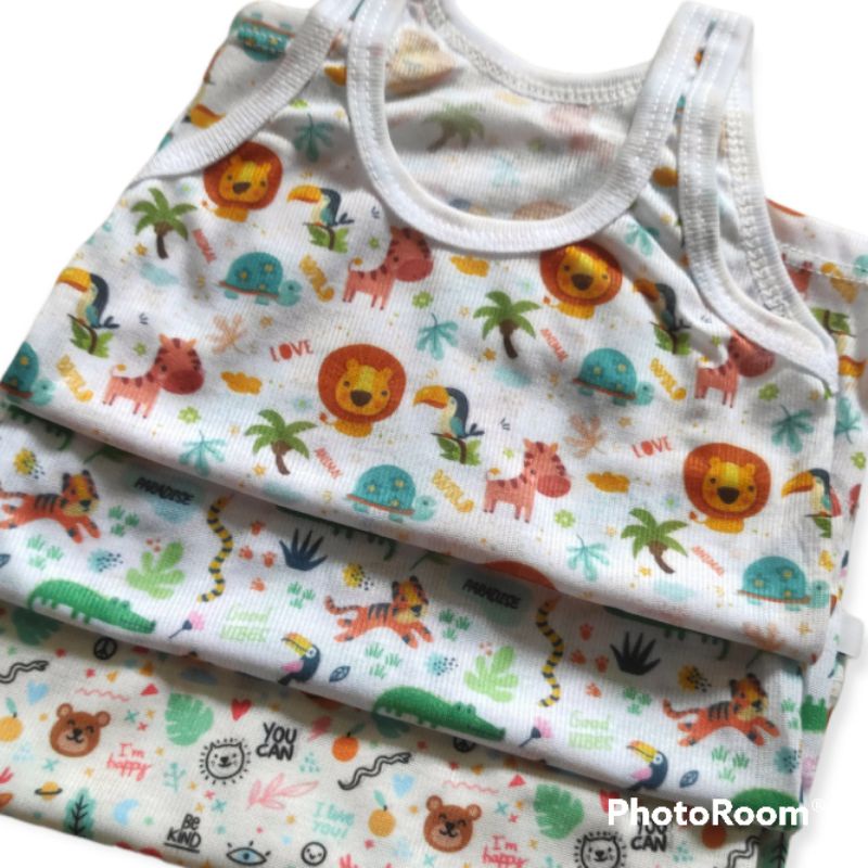 Kaos Dalam Bayi Singlet Motif Full Print Unisex