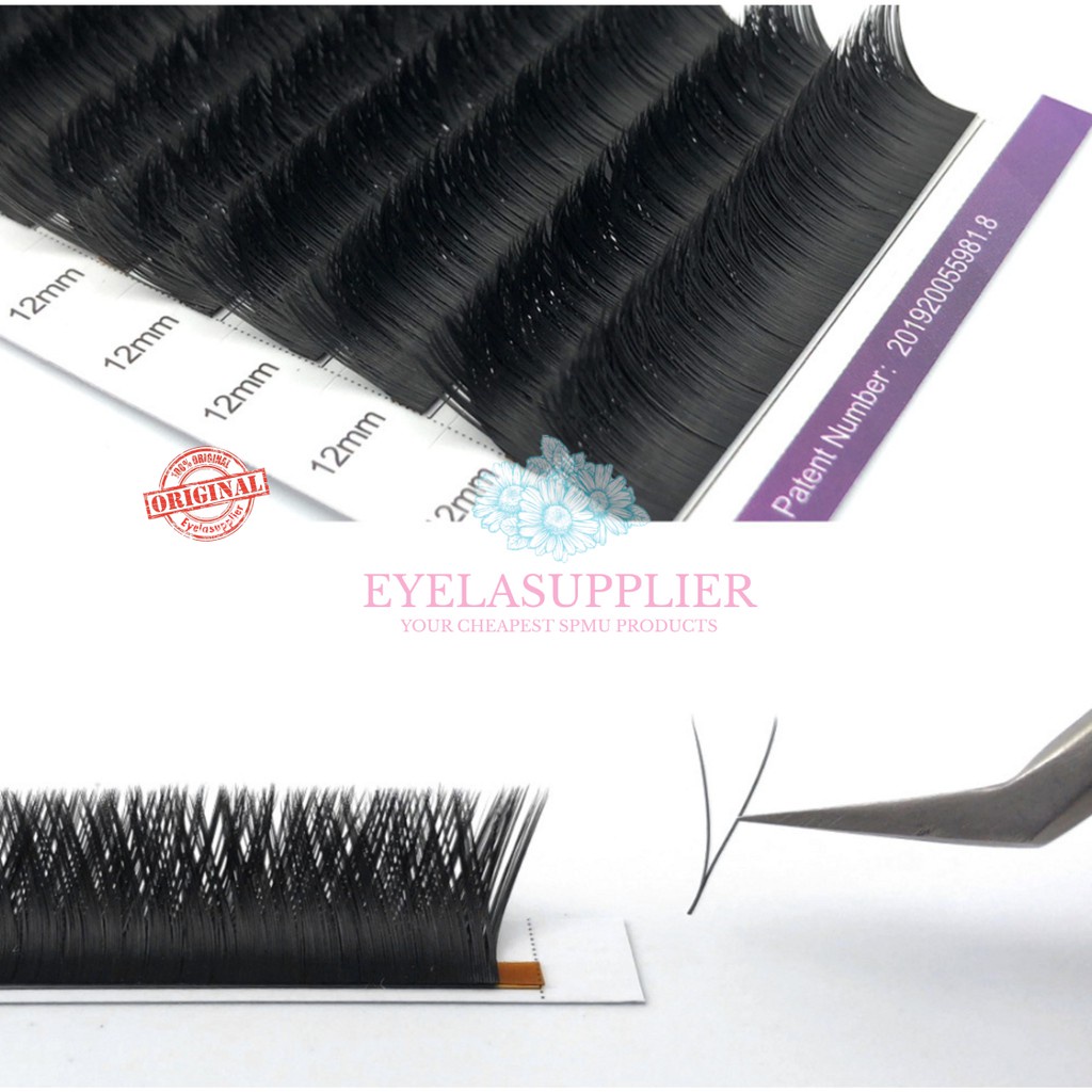 Nagaraku V-Shape Ellipse Easy Fans Eyelash Extension Russian Volume Tanam Double Bulumata 0.15 V