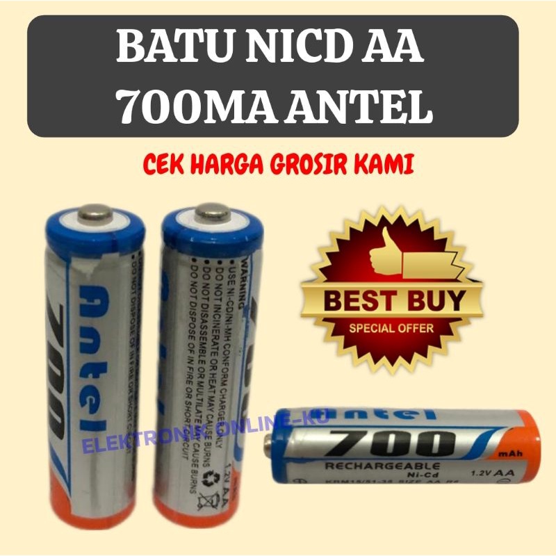 BATERAI RECHARGEABLE BATU NICD AA 700MA ANTEL