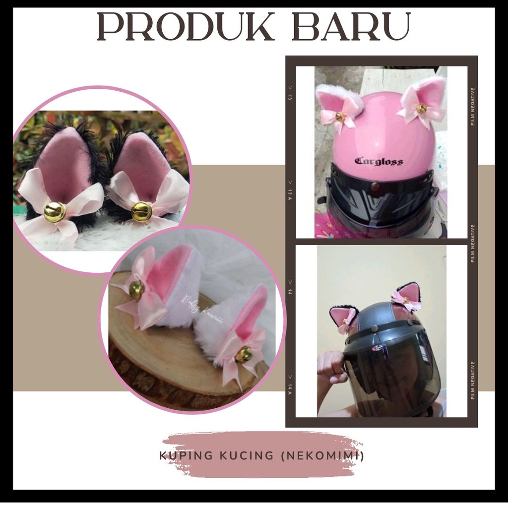 HELM NEKOMIMI PINK PUTIH HITAM PUTIH LONCENG PITA / Kuping kucing helm / Nekomimi helmet motorcycle 