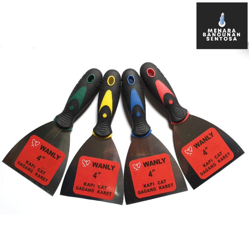 Kapi Gagang Karet 4&quot; Wanly / Kape Pisau Dempul / Scrapper