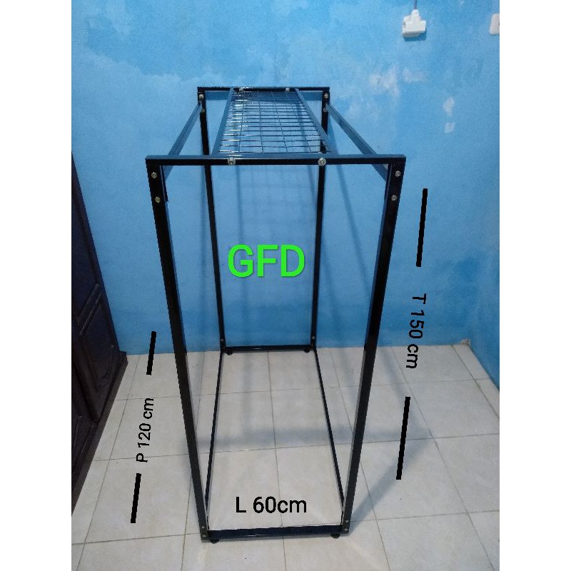 GAWANG BAJU 2 SISI PIPA KOTAK PLUS TATAKAN RAM