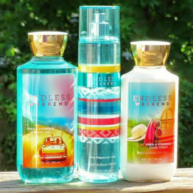 BATH AND BODY WORKS BBW ENDLESS WEEKEND SERIES MIST LOTION SHOWER GEL BODY CREAM HAND CREAM SHOWER GEL BODY CREAM LOTION MIST WASH WALLFLOWER ROOMSPRAY SCENTPORTABLE GENTLE GEL DEEP CLEANSING GENTLE FOAMING CREAMY LUXE