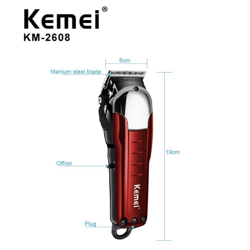 Kemei KM 2608 Alat Cukur Rambut Hair Clipper Cordless Professional Washable  Mesin Cukuran KM-2608