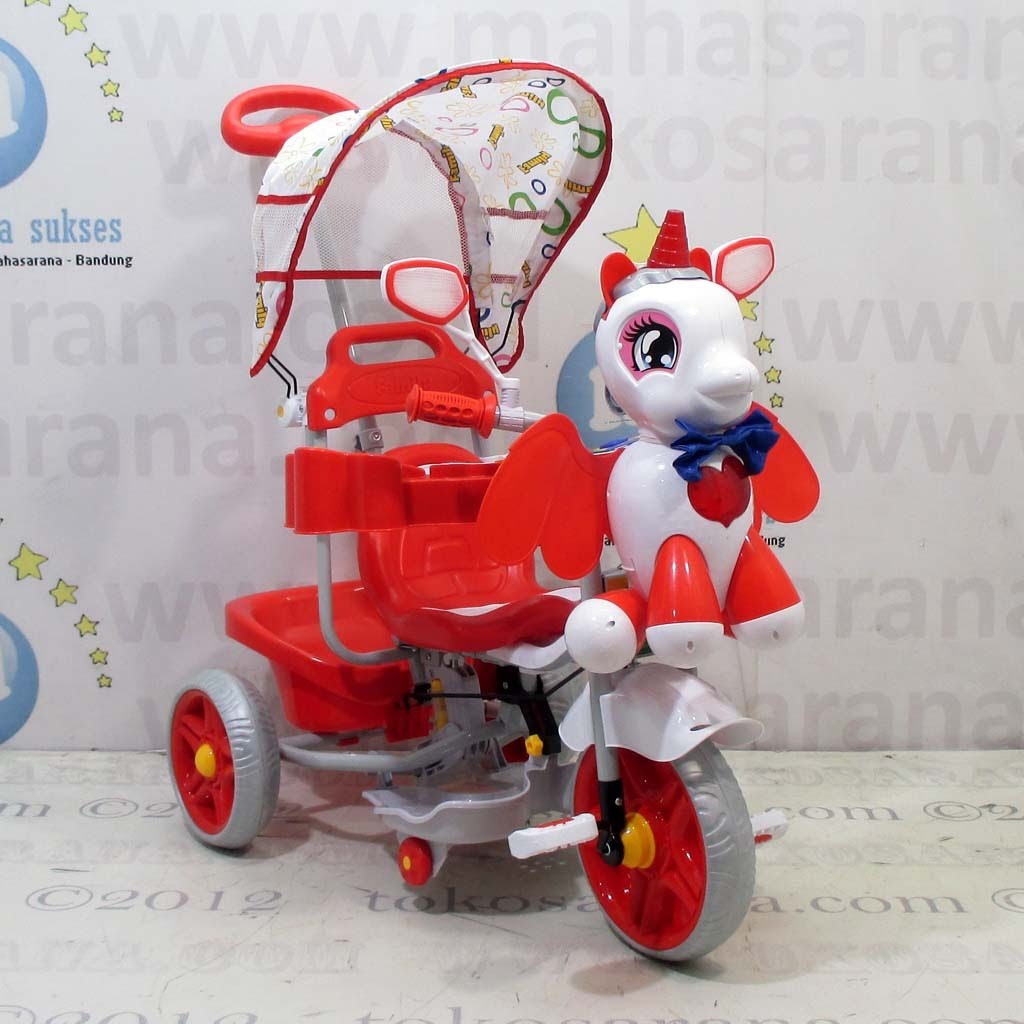 Family F845GT Sistem Suspensi Musik Dobel Unicorn & Bintang Ban Jumbo Sepeda Roda Tiga Anak Red