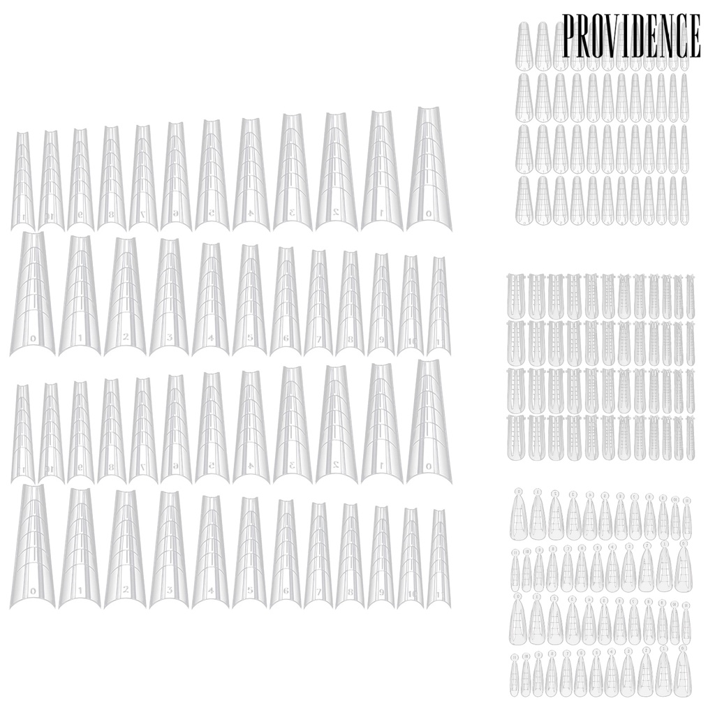 Providence 120Pcs/Set Graduated Artificial Nail Tips Extend Nails Transparent Extending Transparent Quick Building Nail Mold Tips for Manicure