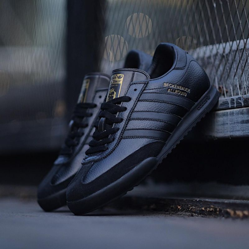 ADIDAS BECKENBAUER ALL BLACK LOGO GOLD ORIGINAL OEM SNEAKERS PRIA