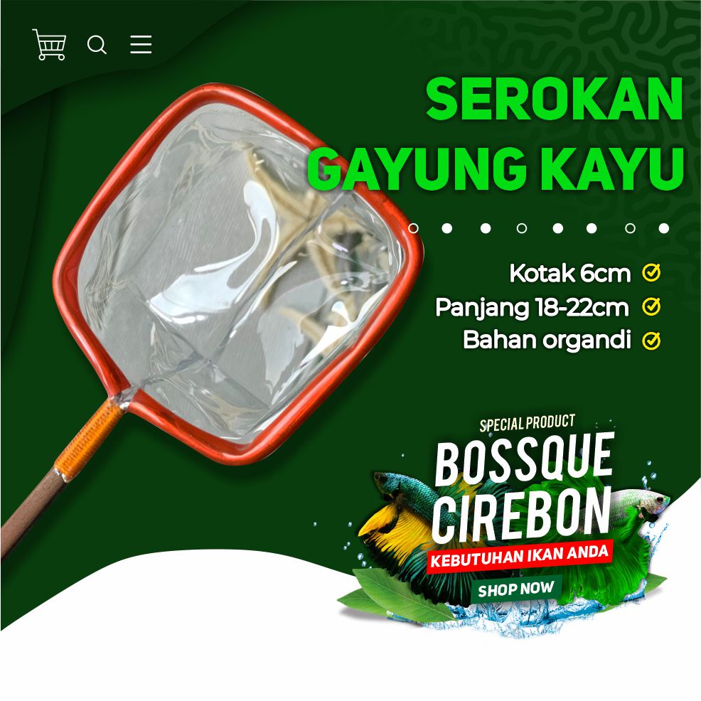 Serokan Gayung Kayu 6cm Seser Saringan Artemia Sauk Ikan Hias Cupang Gupy Moly Jentik Kutu Air