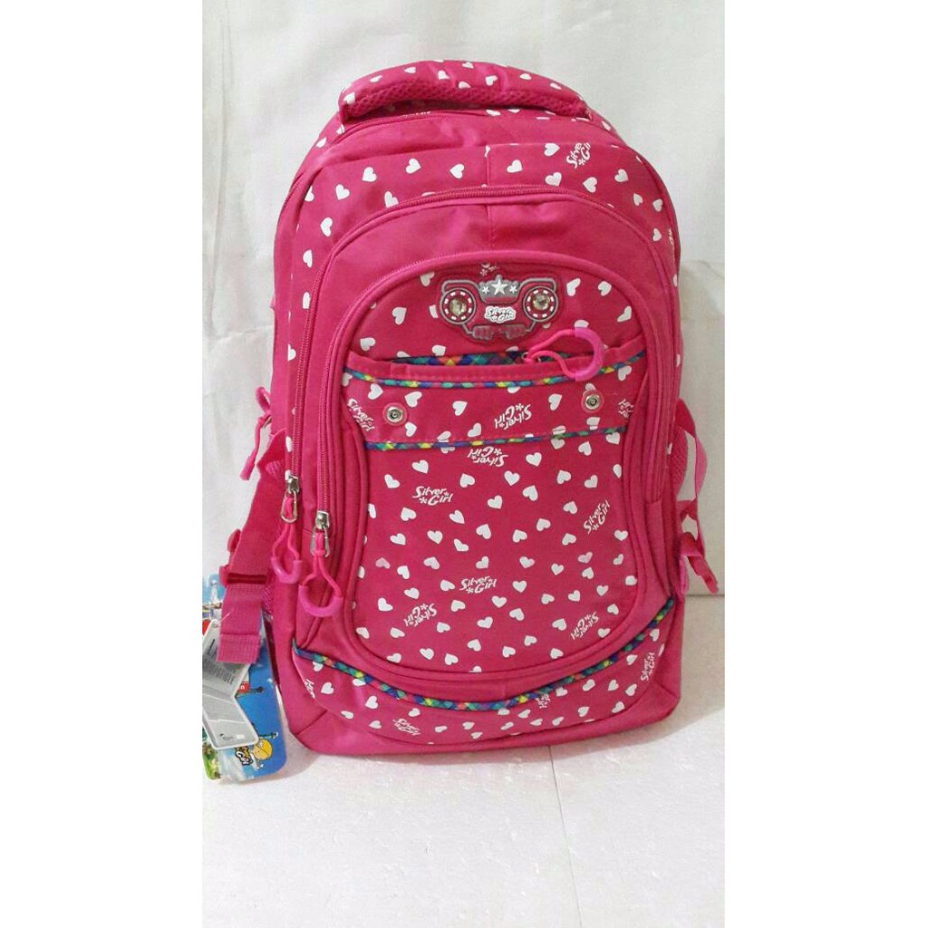 PROMO Tas ransel sekolah silver girl merah muda, tas kerja silver girl impor TERBARU