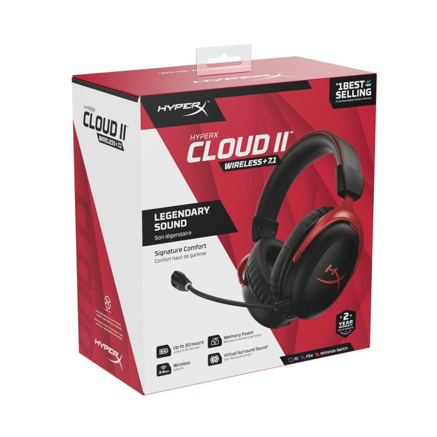 Headset HyperX Cloud 2 / II Wireless Black Red 7.1 Surround - Gaming