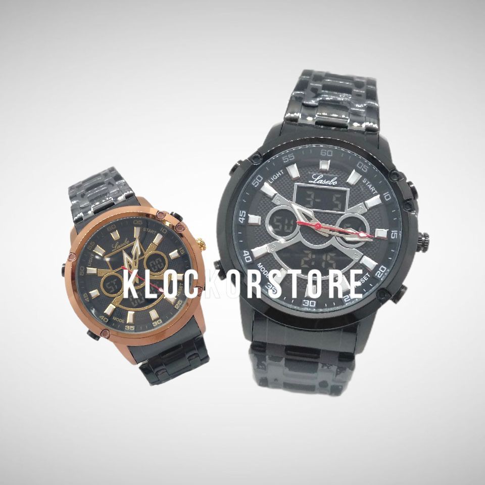 Jam Tangan Lasebo 302 Rantai Dual Time Original Water Resistant