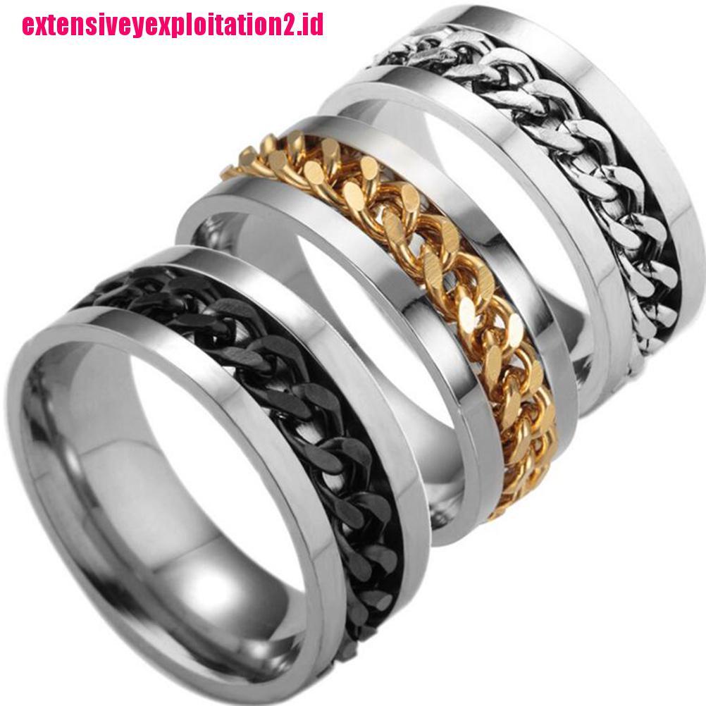 &lt; E2id &amp; &gt; Cincin Spinner Rantai Baja Dapat Diputar Untuk Pria