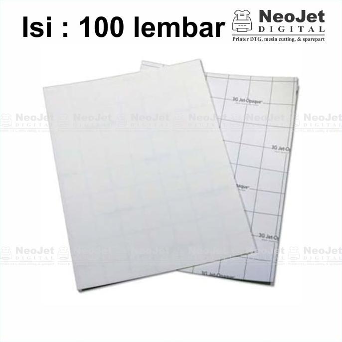 

TRANSFER PAPER KERTAS TRANSFER 3G OPAQUE A4 ISI 100 LEMBAR + BONUS XBV5615EA