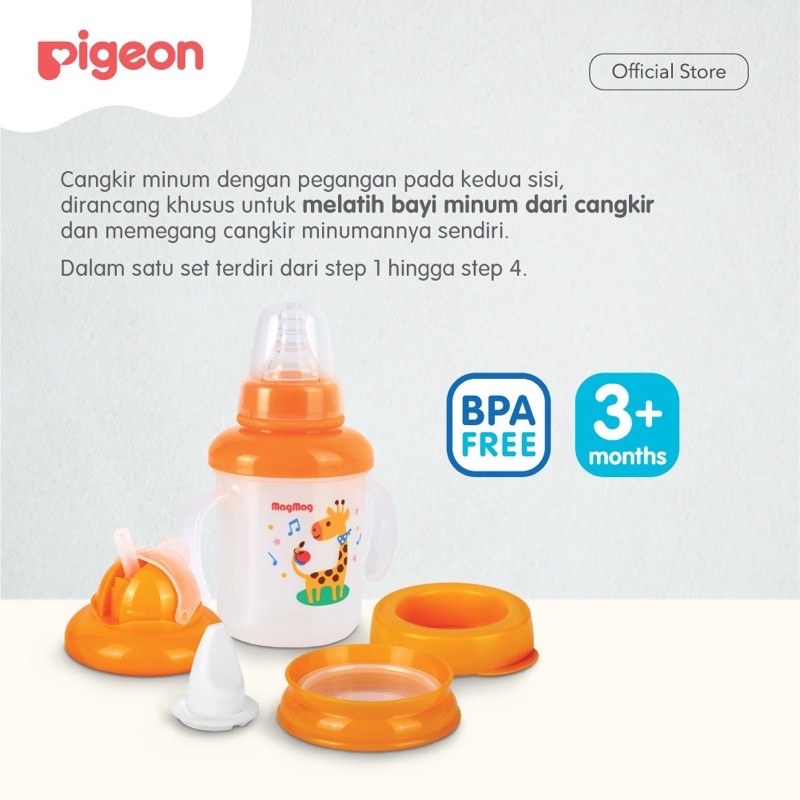 PIGEON Magmag Mag-Mag All In One Set Gelas Botol Minum Anak Bayi Feeding Training Straw Cup System 1 Set Step 1 2 3 4 Spout