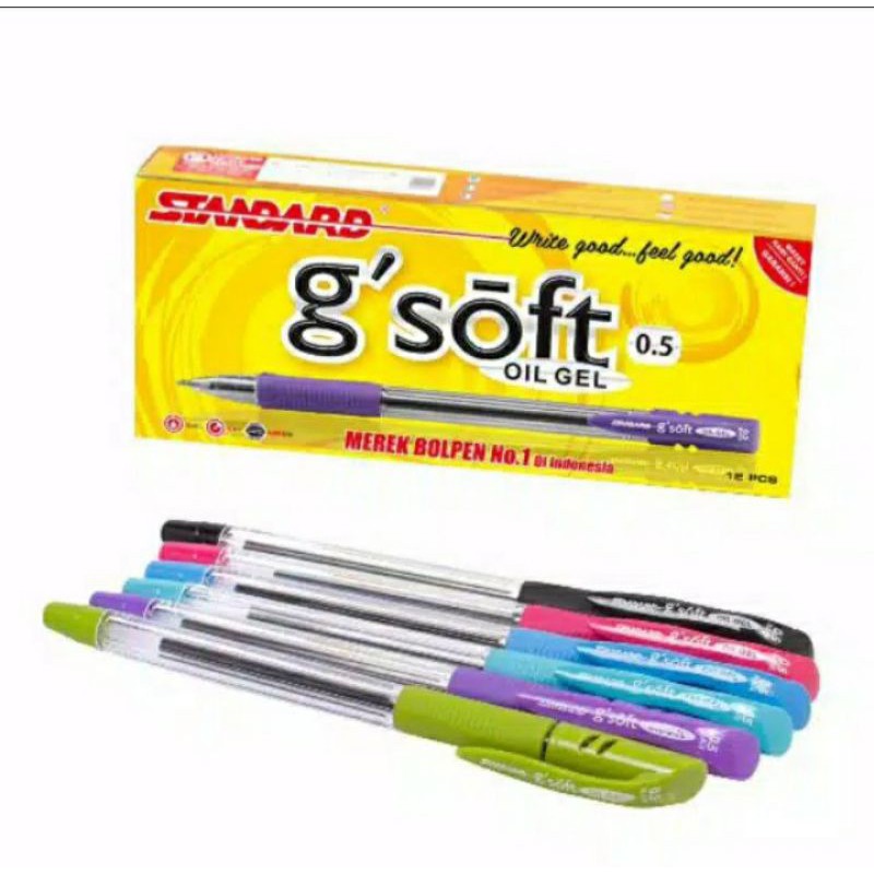 

STANDARD Pen Pulpen g'soft Oil Gel 0.5 Isi 12 gsoft 0,5 HITAM Bulpen / Ballpoint / Bolpen / Bolpoin