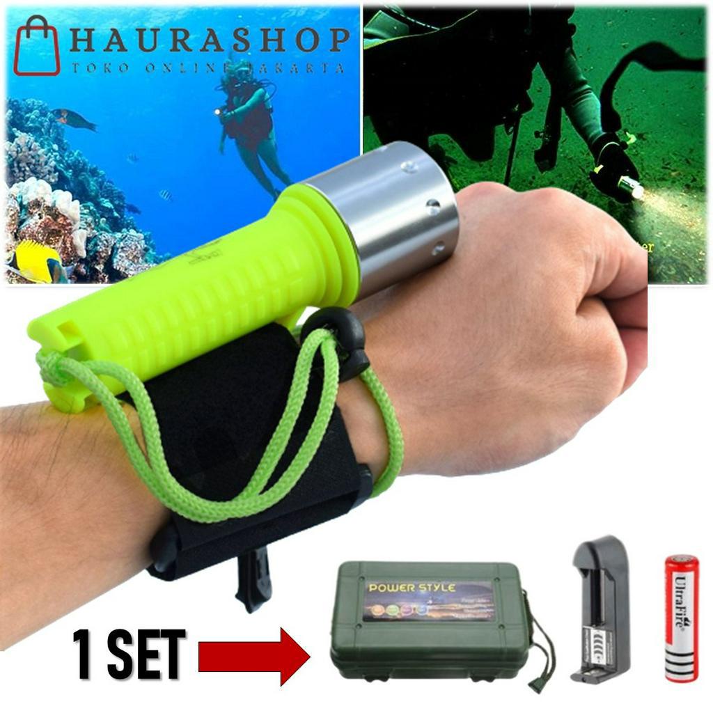 Senter Selam Diving Tangan T6 LED Flashlight Rechangeable LONGDA ST-04