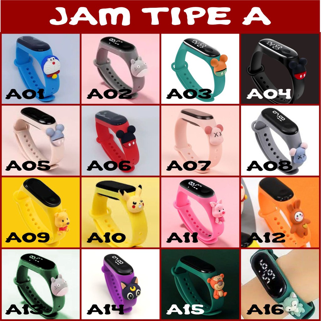 Jam Tangan Anak LED Digital display Elektronik Motif karakter kartun Lucu