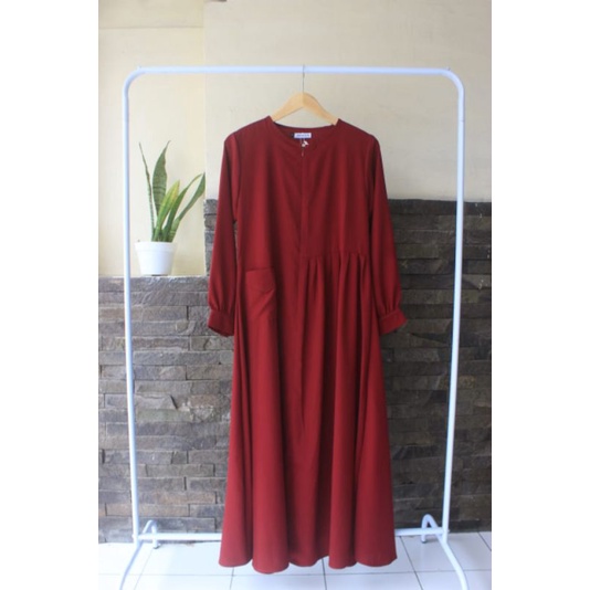 Alessya Dress Maroon - Baju Gamis Murah - Tunik Wanita - Model Baju Lebaran 2022