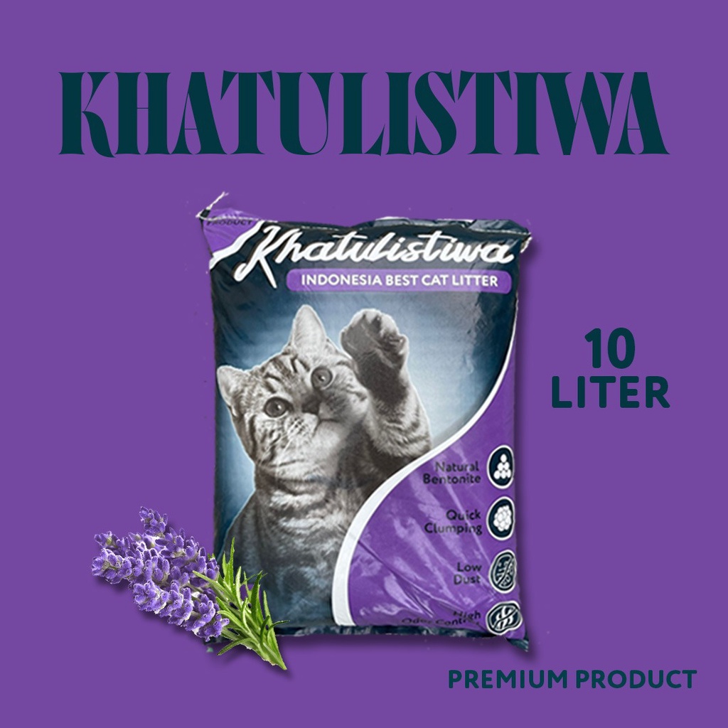 KHATULISTIWA Pasir Kucing Gumpal 10liter termurah premium catlitter wangi apel lemon kopi lavender