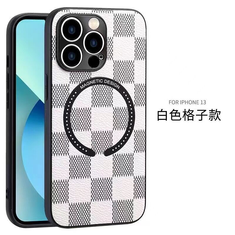 New! ! Magnetic Charging Case for iPhone 11 Pro Max 12 Pro Max 13 Pro Max Carbon Fiber Texture Leather Matte Composite