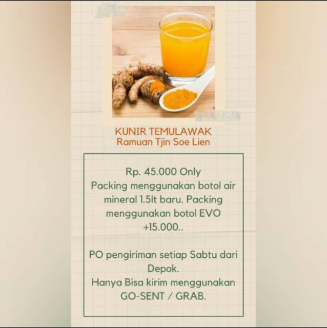 [PROMO DAPAT 3x500ml) Jamu Sehat 100% Organic Natural | Kunyit Asam | Beras Kencur | Jahe Merah | Jamu Uyup Uyup | Kunir Temulawak Obat Asam Lambung Ramuan Tjin Soe Lien 1.5 liter