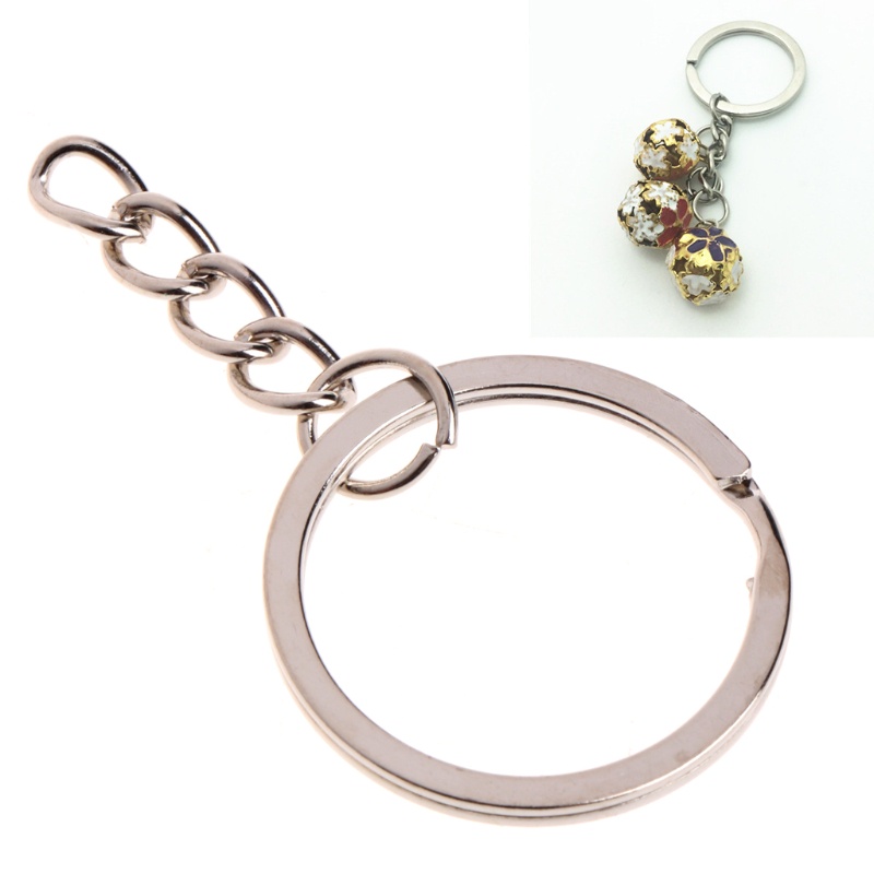 SIY  50 Pcs Key Ring Stainless Steel Key Chain Portable Brief Hoop Metal Loop Outdoor