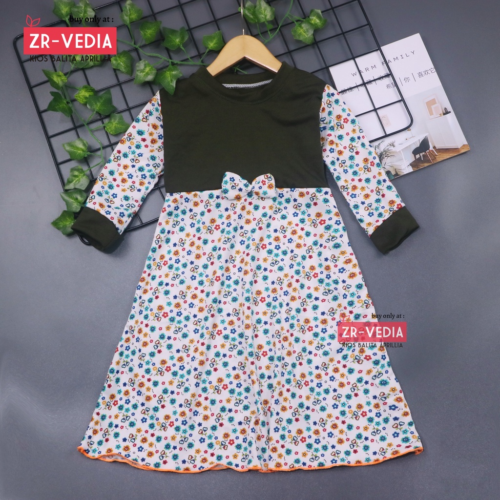 Gamis Eliza Uk 1-4 Tahun / Tunik Baju Anak Perempuan Lengan Panjang Dres Cewek Gamis Muslimah Motif