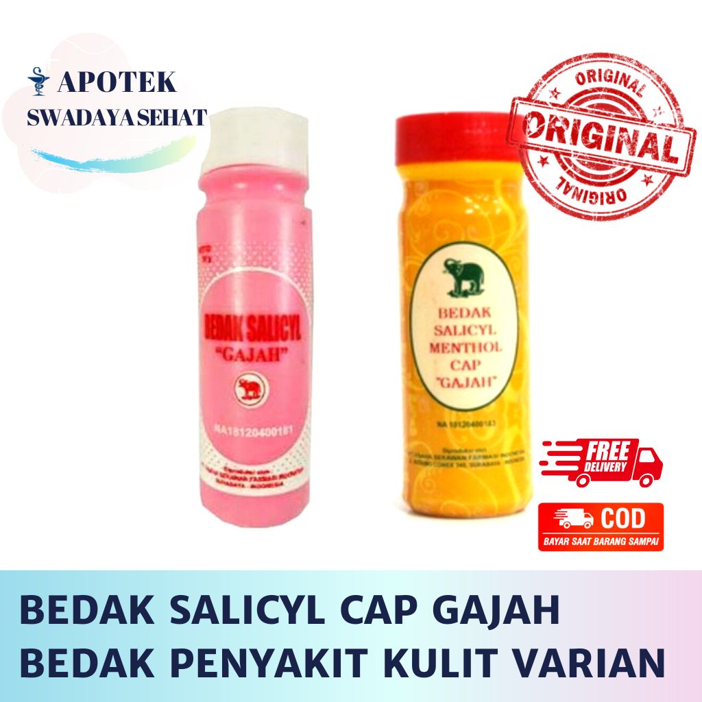 BEDAK SALICYL CAP GAJAH Menthol 100 GR Salisil Talk Pink Salycyl Salisyl