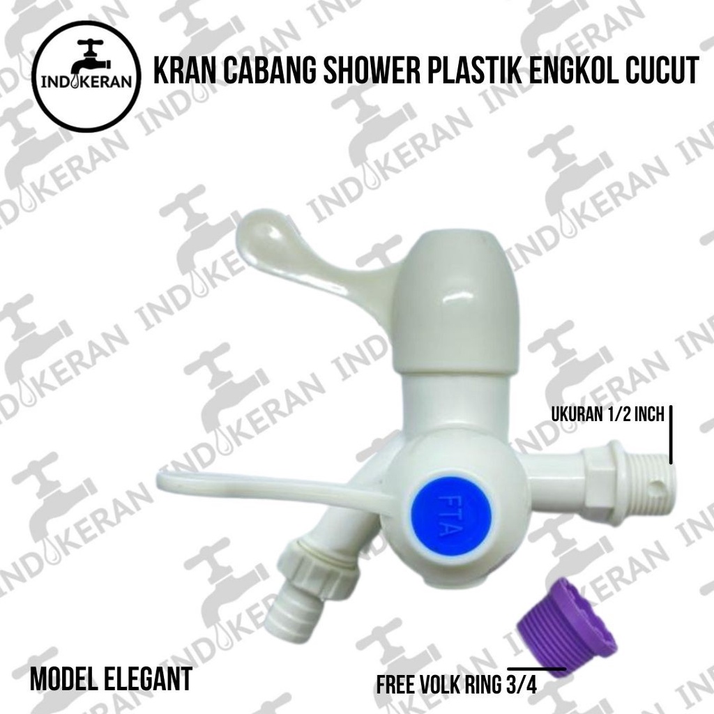 INDOKERAN -  Kran Cabang Shower Plastik Engkol Cucut -  1/2 Inch